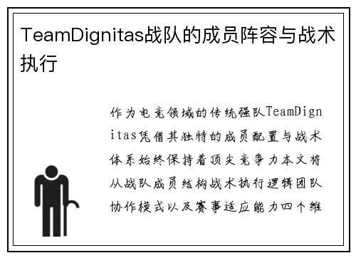 TeamDignitas战队的成员阵容与战术执行